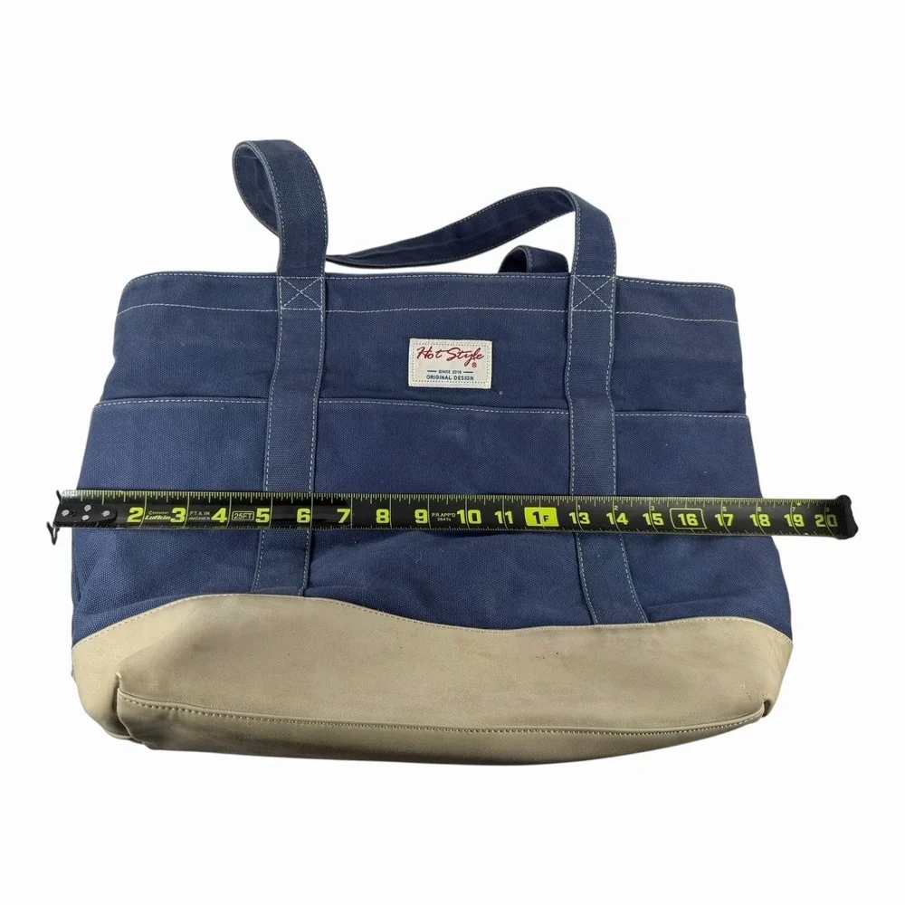 Hot Styl Blue & White Nylon Canvas‎ Carry All Shoulder Tote/ Bag/purse Lunch Bag